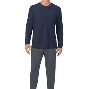 Tommy Bahama Gray and Blue Long Sleeve and Pants Loungewear Set
